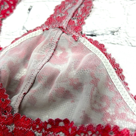 🆕 Free People Wild Roses Racerback Bra - Cloud/Ruby Combo - Size Large - Picture 12 of 16